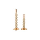 Portacandela Bianco Crema oro set da 2 Colore Struttura oro, Sfumatura Colore Struttura Crema - Tiksi