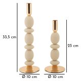 Portacandela Bianco Crema oro set da 2 Colore Struttura oro, Sfumatura Colore Struttura Crema - Tiksi