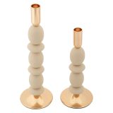 Portacandela Bianco Crema oro set da 2 Colore Struttura oro, Sfumatura Colore Struttura Crema - Tiksi