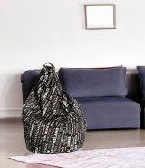 Pouf Aariel, Poltrona multiuso, Poltroncina sacco, Pouf poggiapiedi, Made in Italy, 80x80 h120 cm, Nero e Bianco