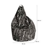Pouf Aariel, Poltrona multiuso, Poltroncina sacco, Pouf poggiapiedi, Made in Italy, 80x80 h120 cm, Nero e Bianco