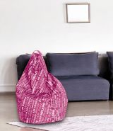 Pouf Aariel, Poltrona multiuso, Poltroncina sacco, Pouf poggiapiedi, Made in Italy, 80x80 h120 cm, Rosa e Bianco