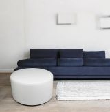 Pouf Abanera, Poltrona multiuso, Poltroncina sacco, Pouf poggiapiedi, Made in Italy, 79x79 h42 cm, Bianco