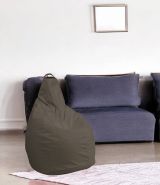 Pouf Abdog, Poltrona multiuso, Poltroncina sacco, Pouf poggiapiedi, Made in Italy, 90x90 h120 cm, Beige