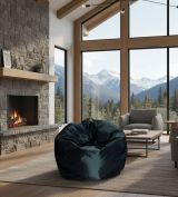 Pouf Abe, Poltrona multiuso, Poltroncina sacco, Pouf poggiapiedi, Made in Italy, 65x65 h50 cm, Nero
