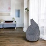 Pouf Abi, Poltrona multiuso, Poltroncina sacco, Pouf poggiapiedi, Made in Italy, 80x80 h120 cm, Nero e Bianco, Pied de poule piccolo