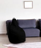 Pouf Abner, Poltrona multiuso, Poltroncina sacco, Pouf poggiapiedi, Made in Italy, 90x90 h120 cm, Nero