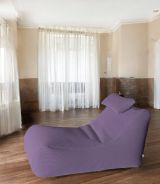 Pouf Abuli, Poltrona multiuso, Poltroncina sacco, Pouf poggiapiedi, Made in Italy, 70x120 h65 cm, Viola