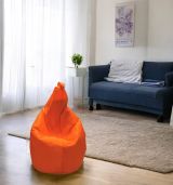 Pouf Acchille, Poltrona multiuso, Poltroncina sacco, Pouf poggiapiedi, Made in Italy, 80x80 h120 cm, Arancione