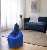 Pouf Acchille, Poltrona multiuso, Poltroncina sacco, Pouf poggiapiedi, Made in Italy, 80x80 h120 cm, Blu
