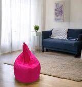 Pouf Acchille, Poltrona multiuso, Poltroncina sacco, Pouf poggiapiedi, Made in Italy, 80x80 h120 cm, Fucsia