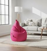 Pouf Acchille, Poltrona multiuso, Poltroncina sacco, Pouf poggiapiedi, Made in Italy, 80x80 h120 cm, Fucsia