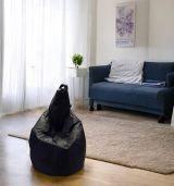 Pouf Acchille, Poltrona multiuso, Poltroncina sacco, Pouf poggiapiedi, Made in Italy, 80x80 h120 cm, Nero