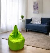 Pouf Acchille, Poltrona multiuso, Poltroncina sacco, Pouf poggiapiedi, Made in Italy, 80x80 h120 cm, Verde
