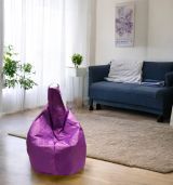 Pouf Acchille, Poltrona multiuso, Poltroncina sacco, Pouf poggiapiedi, Made in Italy, 80x80 h120 cm, Viola