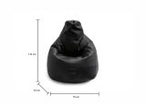 Pouf Annachiara, Pouf a sacco, 100% Made in Italy, Poltrona a sacco in ecopelle, Cm 70x70h110, Nero