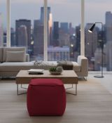 Pouf Annalaura, Pouf multifunzione, 100% Made in Italy, Poltroncina relax in tessuto imbottito, Cm 45x45h45, Rosso