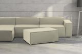 Pouf Antonella, Pouf da salotto, 100% Made in Italy, Poltroncina relax in tessuto imbottito, Cm 100x70h43, Beige