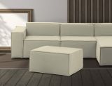 Pouf Barbara, Pouf da salotto, 100% Made in Italy, Poltroncina relax in tessuto imbottito, Cm 80x70h43, Beige