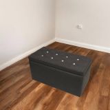 Pouf contenitore Abino, Baule contenitore, Supporto per divano, Poggiapiedi con box, Made in Italy, 90x45 h45 cm, Grigio