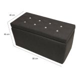 Pouf contenitore Abino, Baule contenitore, Supporto per divano, Poggiapiedi con box, Made in Italy, 90x45 h45 cm, Grigio