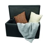 Pouf contenitore Abino, Baule contenitore, Supporto per divano, Poggiapiedi con box, Made in Italy, 90x45 h45 cm, Grigio