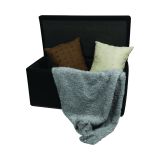 Pouf contenitore Abino, Baule contenitore, Supporto per divano, Poggiapiedi con box, Made in Italy, 90x45 h45 cm, Nero