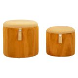 Pouf Contenitore Arancione Beige set da 2 Forma Rotondo 38x38x38h cm, Colore Struttura Beige - Fianar