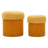Pouf Contenitore Arancione set da 2 Forma Rotondo 42x42x44h cm, Materiale Struttura in Legno Nobilitato - Outjo