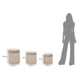 Pouf Contenitore Beige set da 3 Forma Rotondo 41x41x50h cm, Materiale Struttura in Tessuto - Ghanzi
