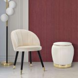 Pouf Contenitore Bianco Crema oro Forma Rotondo Colore Struttura oro 43x43x43h cm, Materiale Struttura in Tessuto - Trevel