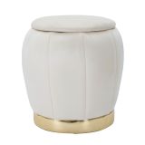 Pouf Contenitore Bianco Crema oro Forma Rotondo Colore Struttura oro 43x43x43h cm, Materiale Struttura in Tessuto - Trevel