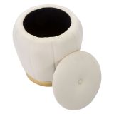 Pouf Contenitore Bianco Crema oro Forma Rotondo Colore Struttura oro 43x43x43h cm, Materiale Struttura in Tessuto - Trevel