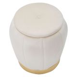 Pouf Contenitore Bianco Crema oro Forma Rotondo Colore Struttura oro 43x43x43h cm, Materiale Struttura in Tessuto - Trevel
