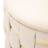 Pouf Contenitore Bianco Crema oro set da 2 Forma Rotondo 37x37x42h cm, Colore Struttura oro - Kasane