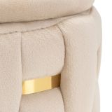 Pouf Contenitore Bianco Crema oro set da 2 Forma Rotondo 37x37x42h cm, Colore Struttura oro - Kasane