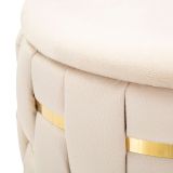 Pouf Contenitore Bianco Crema oro set da 2 Forma Rotondo 37x37x42h cm, Colore Struttura oro - Kasane