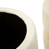 Pouf Contenitore Bianco Crema oro set da 2 Forma Rotondo 37x37x42h cm, Colore Struttura oro - Maun