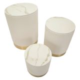 Pouf Contenitore Bianco oro Forma Rotondo Colore Struttura oro 60x60x80h cm, Materiale Struttura in Metallo - Skagen