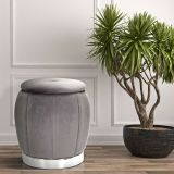 Pouf Contenitore Grigio Argento Forma Rotondo Colore Struttura Argento 43x43x43h cm, Materiale Struttura in Tessuto - Trevel