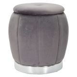 Pouf Contenitore Grigio Argento Forma Rotondo Colore Struttura Argento 43x43x43h cm, Materiale Struttura in Tessuto - Trevel