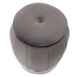Pouf Contenitore Grigio Argento Forma Rotondo Colore Struttura Argento 43x43x43h cm, Materiale Struttura in Tessuto - Trevel