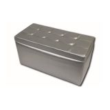 Pouf contenitore imbottito in ecopelle 90x45x45h cm argento - Felicita