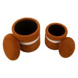 Pouf Contenitore Marrone Terracotta Beige set da 2 Forma Rotondo 40x40x47h cm, Colore Struttura Beige - Luder