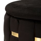 Pouf Contenitore Nero oro set da 2 Forma Rotondo 37x37x42h cm, Colore Struttura oro - Kasane
