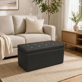 Pouf contenitore porta oggetti in ecopelle 90x45x45h cm grigio - Felicita