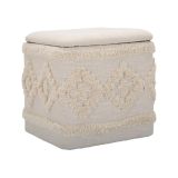 Pouf contenitore quadrato in tessuto 40x40x40h cm bianco - Jarrar