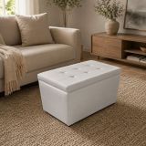 Pouf contenitore rettangolare in ecopelle 90x45x45h cm bianco - Felicita