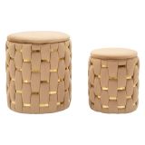 Pouf Contenitore Rosa oro set da 2 Forma Rotondo 37x37x42h cm, Colore Struttura oro - Kasane