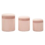 Pouf Contenitore Rosa set da 3 Forma Rotondo 41x41x50h cm, Materiale Struttura in Legno Nobilitato - Ghanzi